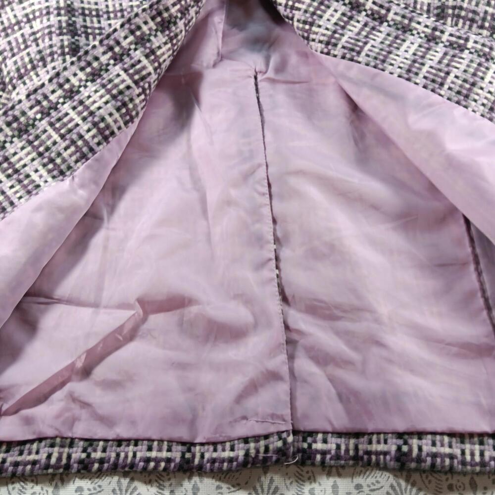 Y2K Purple Plaid Statement Collar Coat – Focus 2000- Women’s Size 8 - Picture 3 of 14